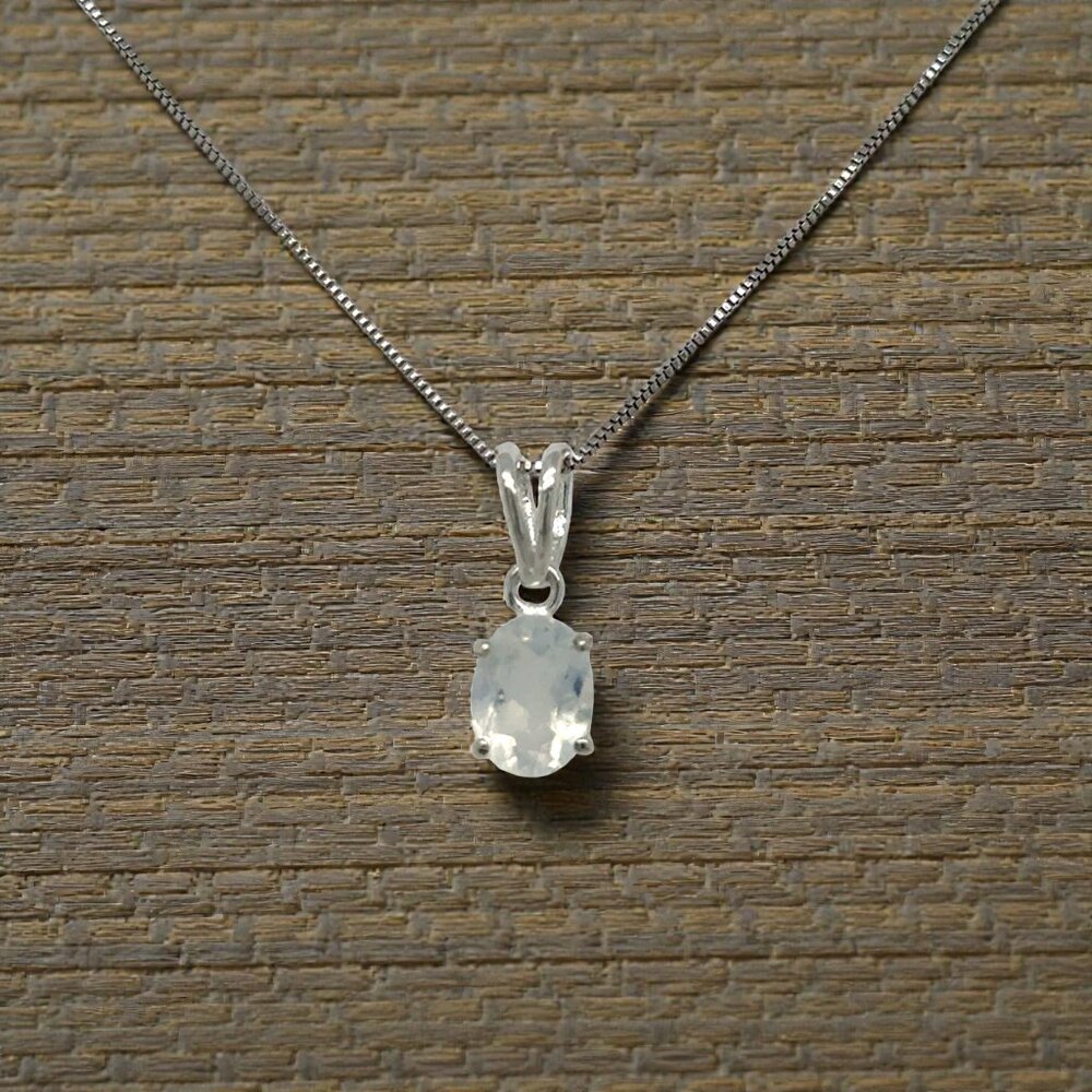 1.33 Carat Oval Moonstone Solitaire Pendant in 925 Sterling Silver